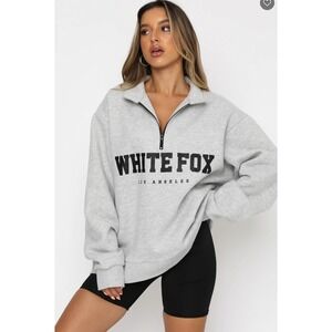 White Fox Womens High Standard Zip Front Pullover Sweatshirt Size S/M Grey Marle